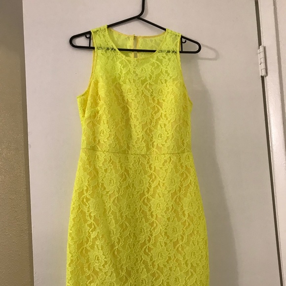 NWT J. Crew neon lace yellow shift dress size 2 - Picture 3 of 6